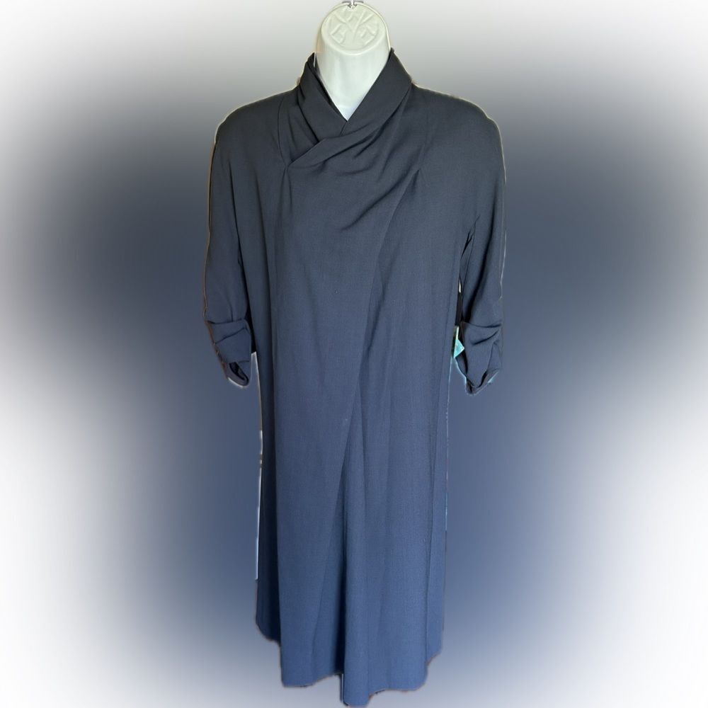 Armani Collezioni Wrap Mock Turtleneck Black Shift Dress Size 10